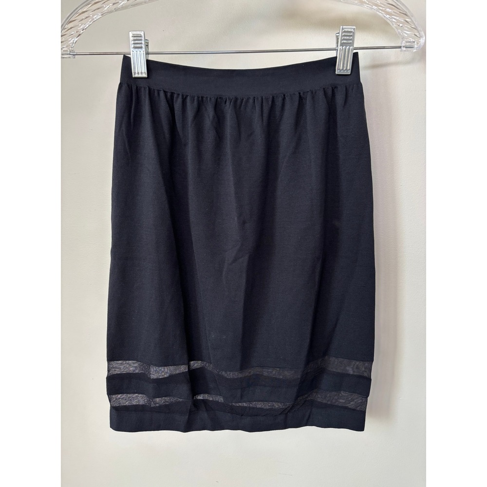 Wolford Synergy Velvet Black Sheer Mesh Stripe Mini Skirt Medium Made in Austria